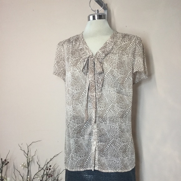 SOON Brown and Beige semi transparent,  Blouse size 18 - Picture 3 of 11